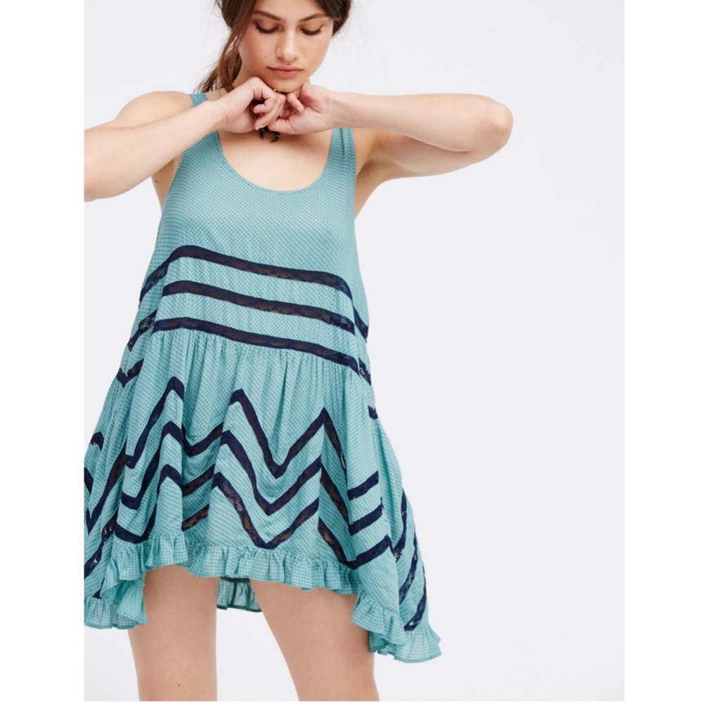 Intimately Free people voile  and lace trapeze slip mini boho dress size XS